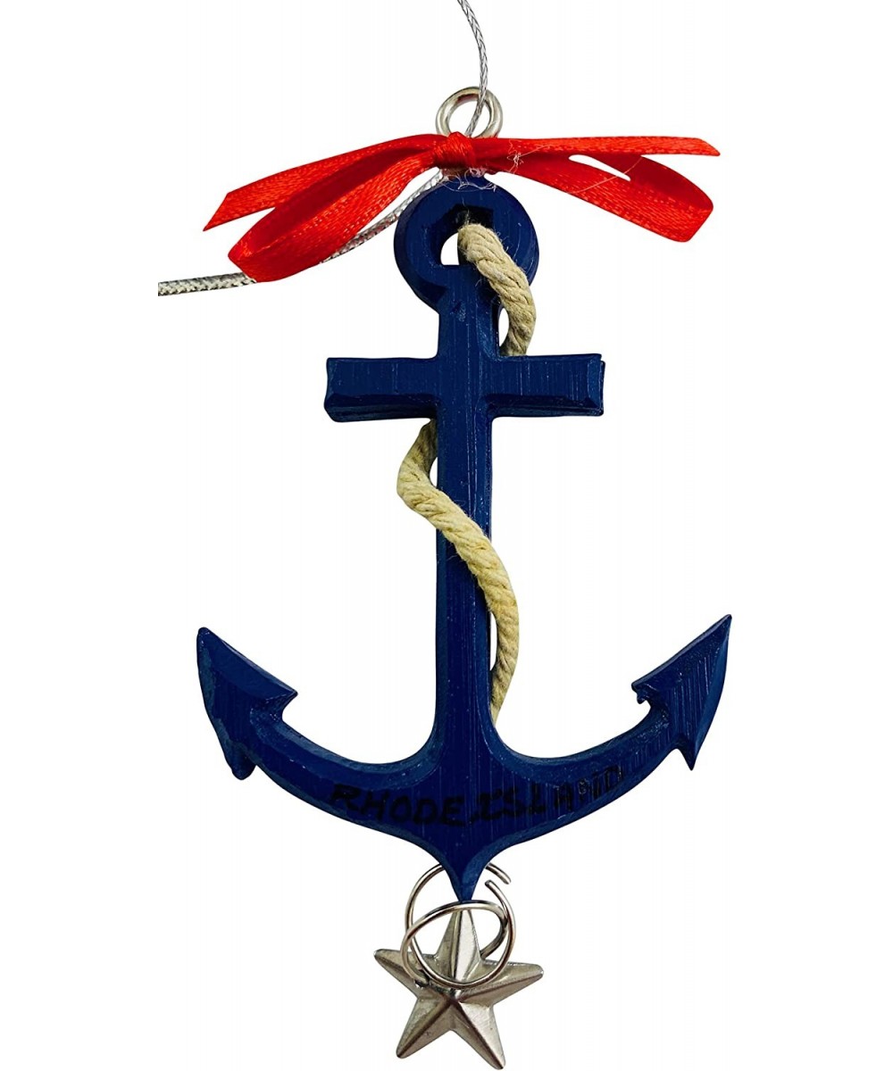 Rhode Island Anchor Ornament Handmade Wooden Christmas Tree Decoration Gift - CL1923CCALI $9.03 Ornaments