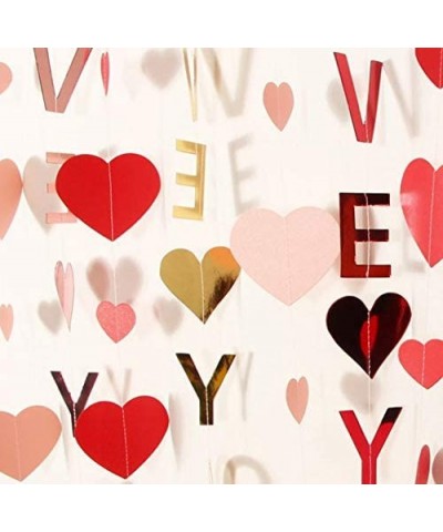 Valentine's Day Banner I Love You Heart Garlands Heart Hanging Banner Bunting for Valentine's Day Party Photo Props Wedding D...
