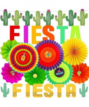 Supla Fiesta Party Decorations Cactus Banner Garland Backgound String Hanging Paper Fans Mexican Fiesta Garland for Bachelore...