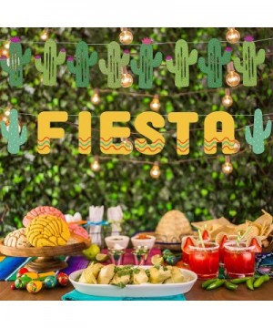 Supla Fiesta Party Decorations Cactus Banner Garland Backgound String Hanging Paper Fans Mexican Fiesta Garland for Bachelore...