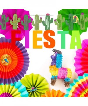 Supla Fiesta Party Decorations Cactus Banner Garland Backgound String Hanging Paper Fans Mexican Fiesta Garland for Bachelore...