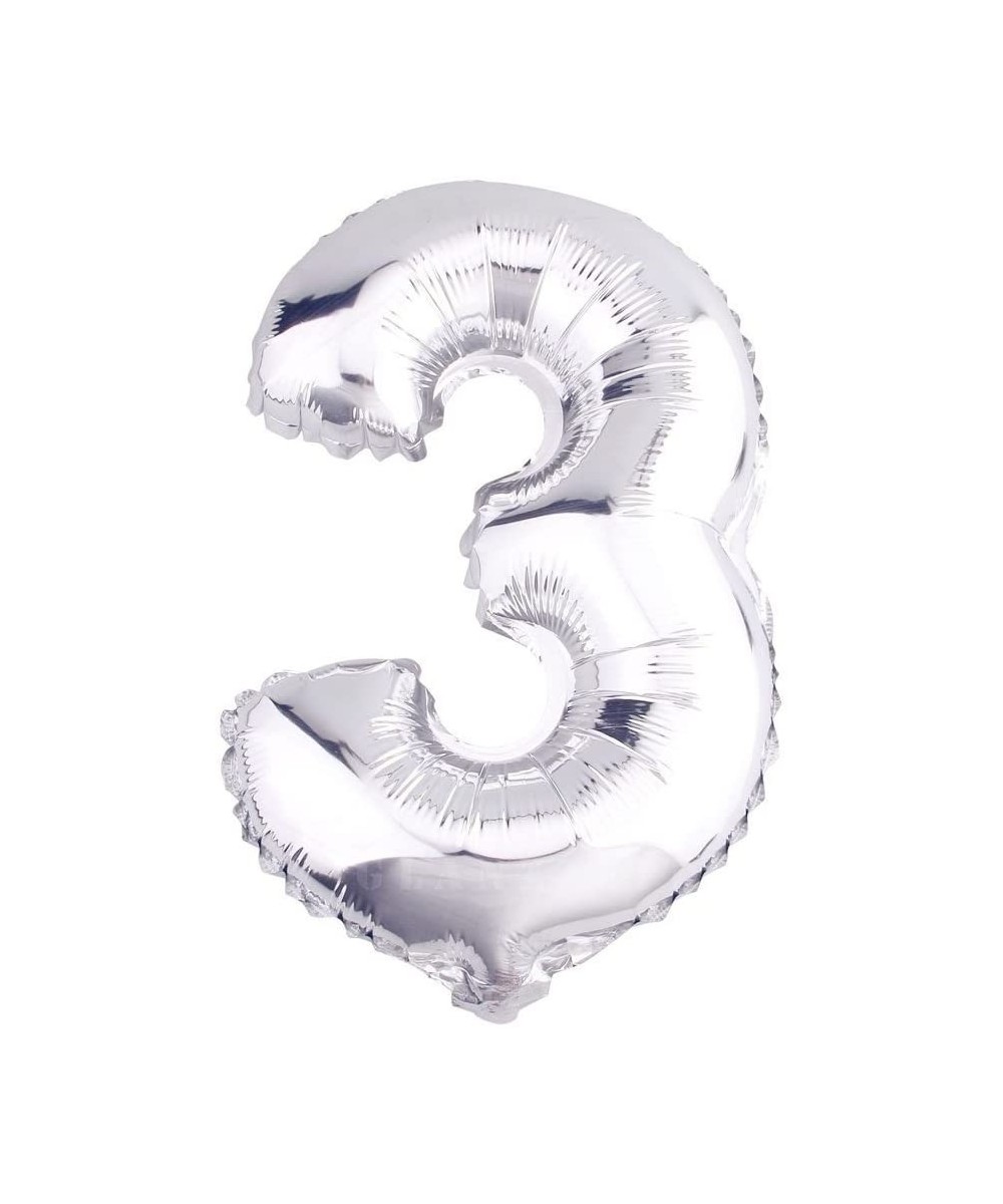 32 Inch Silver Foil Balloons Letters A to Z Numbers 0 to 9 Wedding Holiday Birthday Party Decoration (Number 3) - Number 3 - ...