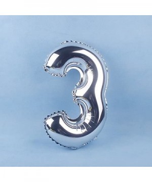 32 Inch Silver Foil Balloons Letters A to Z Numbers 0 to 9 Wedding Holiday Birthday Party Decoration (Number 3) - Number 3 - ...