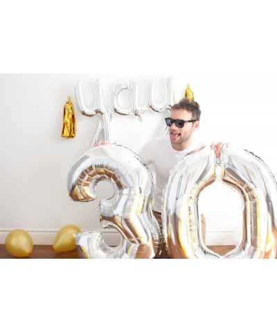 32 Inch Silver Foil Balloons Letters A to Z Numbers 0 to 9 Wedding Holiday Birthday Party Decoration (Number 3) - Number 3 - ...