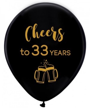 Black cheers to 33 years latex balloons- 12inch (16pcs) 33th birthday decorations party supplies for man and woman - C318E9TS...