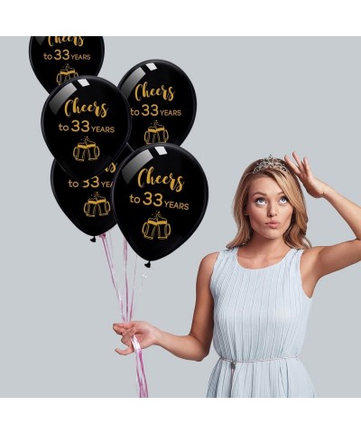 Black cheers to 33 years latex balloons- 12inch (16pcs) 33th birthday decorations party supplies for man and woman - C318E9TS...