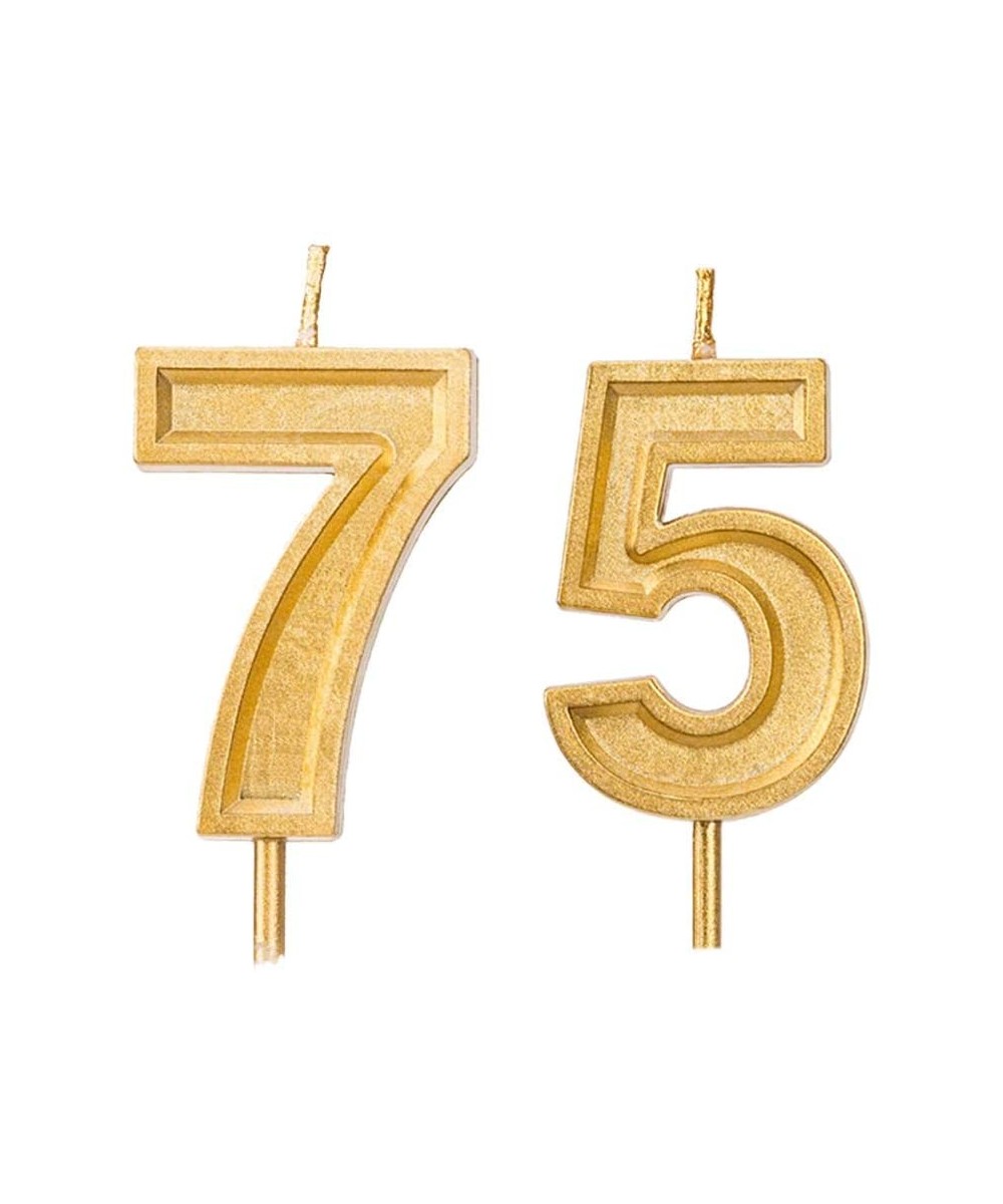 2.76 inch Gold 75th Birthday Candles-Number 75 Cake Topper for Birthday Decorations - CX197T3I3SR $5.71 Cake Decorating Supplies