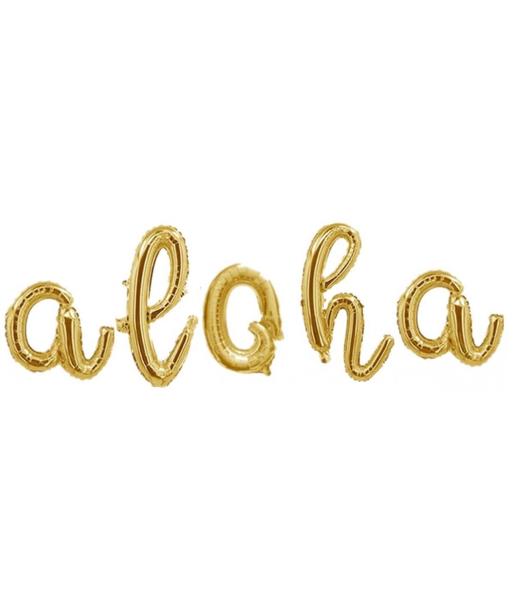 Aloha Cursive Balloons Banner Hawaiin Bridal Shower Gold Wedding Decor Tropica Baby Shower Decor Engagement Party Decor 16"-G...