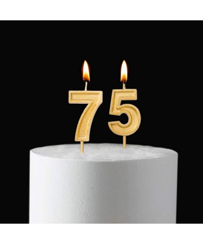 2.76 inch Gold 75th Birthday Candles-Number 75 Cake Topper for Birthday Decorations - CX197T3I3SR $5.71 Cake Decorating Supplies