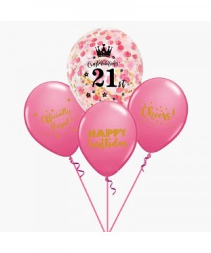 21st Birthday Decorations Pink Set 18 Inch Gold Confetti Balloons & 12" Inches 21 Number Balloons 21st Bday Decorations 21st ...