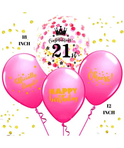 21st Birthday Decorations Pink Set 18 Inch Gold Confetti Balloons & 12" Inches 21 Number Balloons 21st Bday Decorations 21st ...