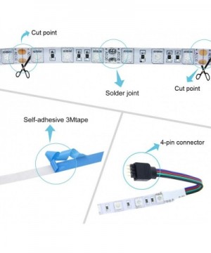 16.4FT 12V SMD 5050 RGB LED Strip Lights Tape- Multi-Colors- 300 LEDs- Waterproof Flexible Rope Light - Rgb Waterproof - C118...