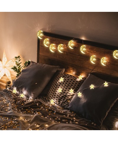 138 LED Star Curtain Lights- Window Curtain String Light Moon Star Fairy String Lights for Wedding Party Home Garden Bedroom ...