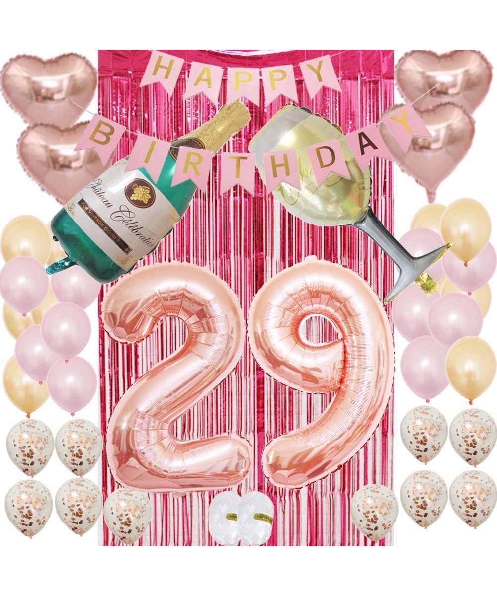 29th Birthday Decorations for Women Rose Gold - 29th Birthday Party Supplies Favors-Champagne Balloon Kit-Pink Happy Birthday...