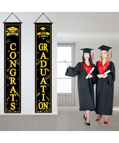 2020 Graduation Porch Sign Hanging Flags Congrats Graduation Banner Set for Outdoor Indoor Wall Door Yard Apartment Decor Gra...