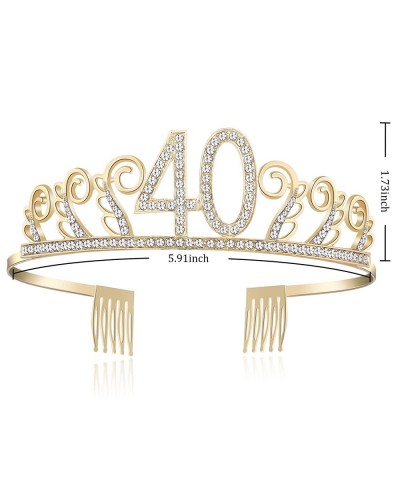 40th Birthday Tiara and Sash Crystal Happy Birthday Crown and Satin 40 & Fabulous Sash 40th Birthday Party Supplies Rhineston...