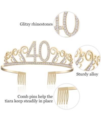 40th Birthday Tiara and Sash Crystal Happy Birthday Crown and Satin 40 & Fabulous Sash 40th Birthday Party Supplies Rhineston...