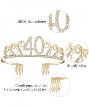 40th Birthday Tiara and Sash Crystal Happy Birthday Crown and Satin 40 & Fabulous Sash 40th Birthday Party Supplies Rhineston...