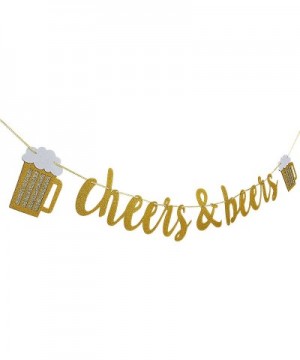 Gold Glittery Cheers & Beers Banner and Gold Glittery Circle Dots Garland (25Pcs Circle Dots)-Bachelorette Baby Shower Gradua...