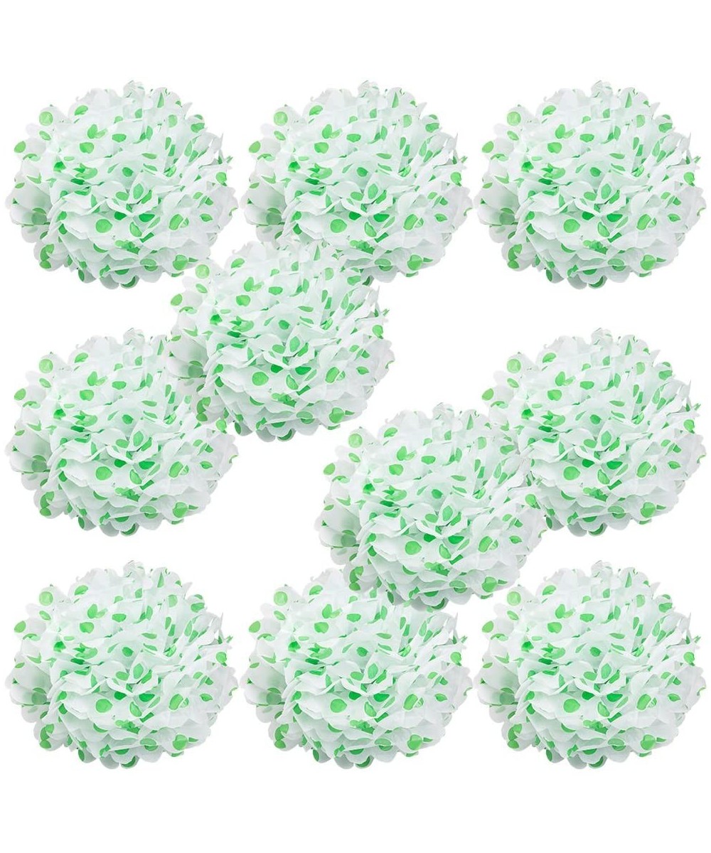 Set of 10 - Green Polka DOT 8" - (10 Pack) Tissue Pom Poms Flower Party Decorations for Weddings- Birthday- Bridal- Baby Show...