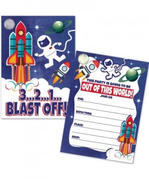 Astronaut Rocket Ship Kids Birthday Party Invitations (20 Count with Envelopes) - Outer Space Boy Birthday Invites - Space Sh...