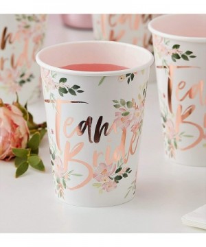 Floral Bachelorette Party Rose Gold Team Bride Paper Cups 8 Pack - CR18N8X5HQM $7.79 Tableware
