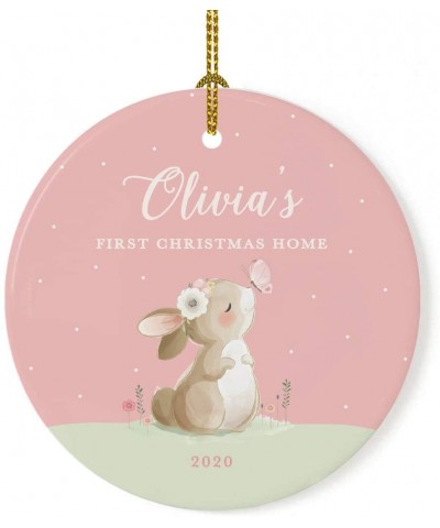 Personalized Round Ceramic Porcelain Christmas Tree Ornament Adoption Keepsake Collectible Gift- Olivia's First Christmas Hom...