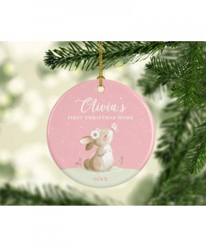 Personalized Round Ceramic Porcelain Christmas Tree Ornament Adoption Keepsake Collectible Gift- Olivia's First Christmas Hom...