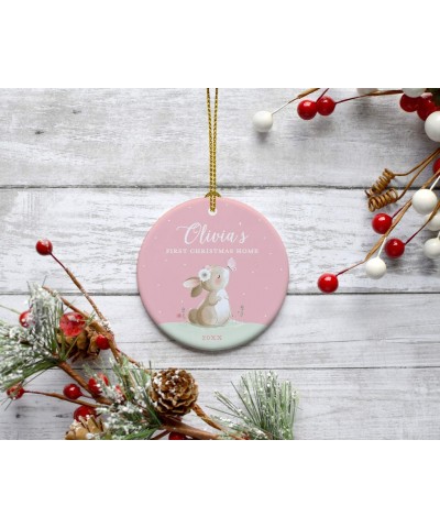 Personalized Round Ceramic Porcelain Christmas Tree Ornament Adoption Keepsake Collectible Gift- Olivia's First Christmas Hom...