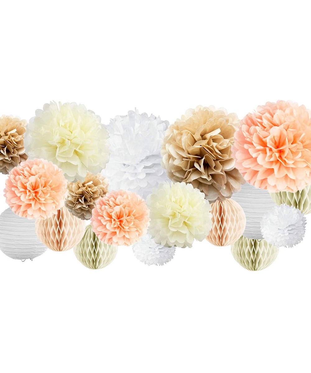 30 Pcs Tissue Paper Pom Poms Kit (14"- 10"- 8"- 6") Paper Flowers- Paper Lanterns and Honeycomb Balls- for Wedding- Bridal Sh...