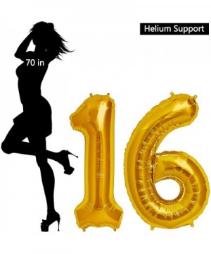 WAOO Sweet 16 Birthday Decorations- Black and Gold Party Supplies- 16th Birthday Party Supplies Including Foil Curtains- Foil...