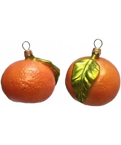 Mandarin Orange Citrus Fruit Polish Glass Christmas Ornament Set of 2 Decoration - CC125SSE8U3 $17.52 Ornaments