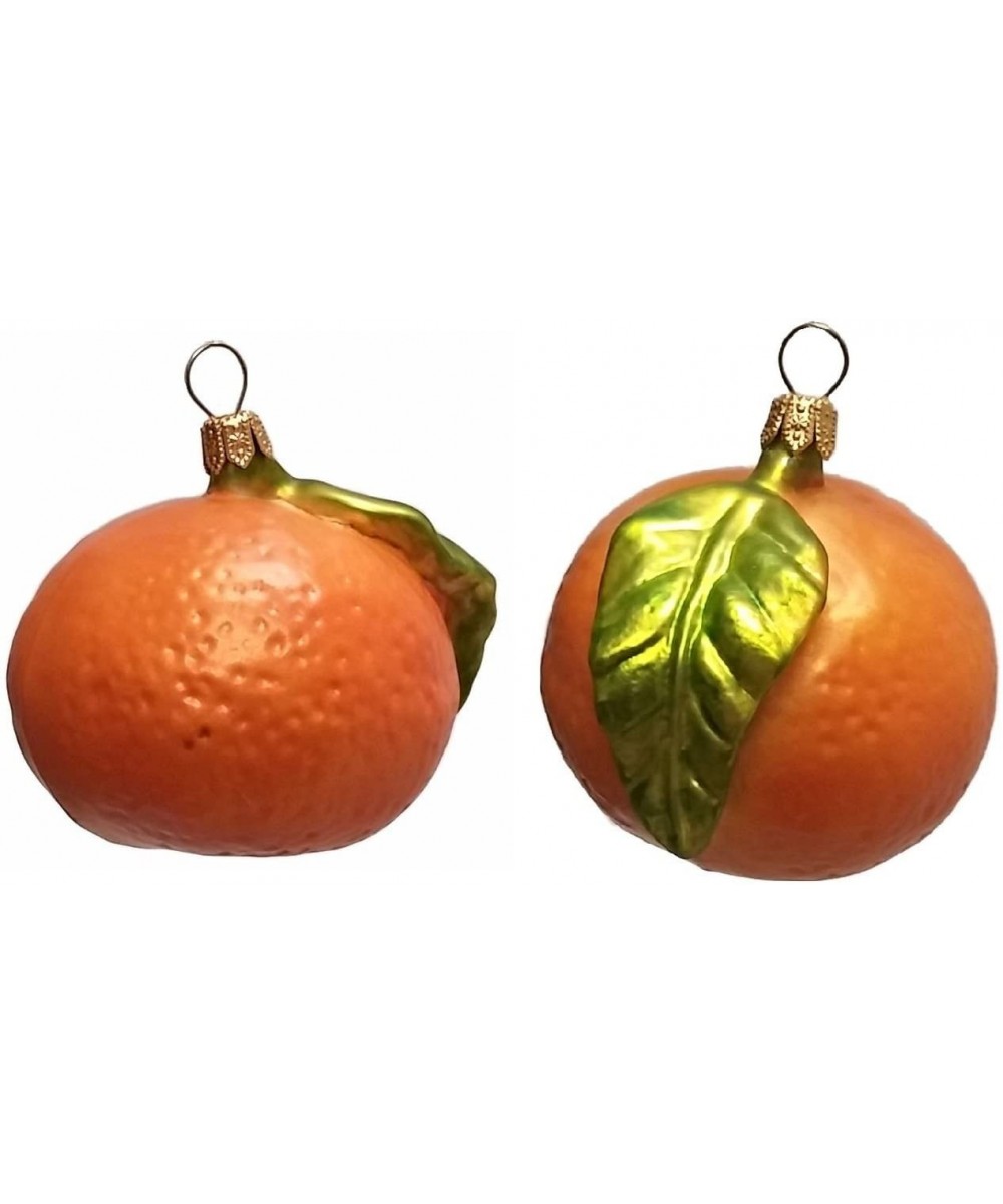 Mandarin Orange Citrus Fruit Polish Glass Christmas Ornament Set of 2 Decoration - CC125SSE8U3 $17.52 Ornaments