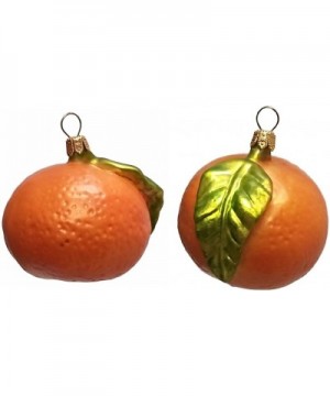 Mandarin Orange Citrus Fruit Polish Glass Christmas Ornament Set of 2 Decoration - CC125SSE8U3 $17.52 Ornaments