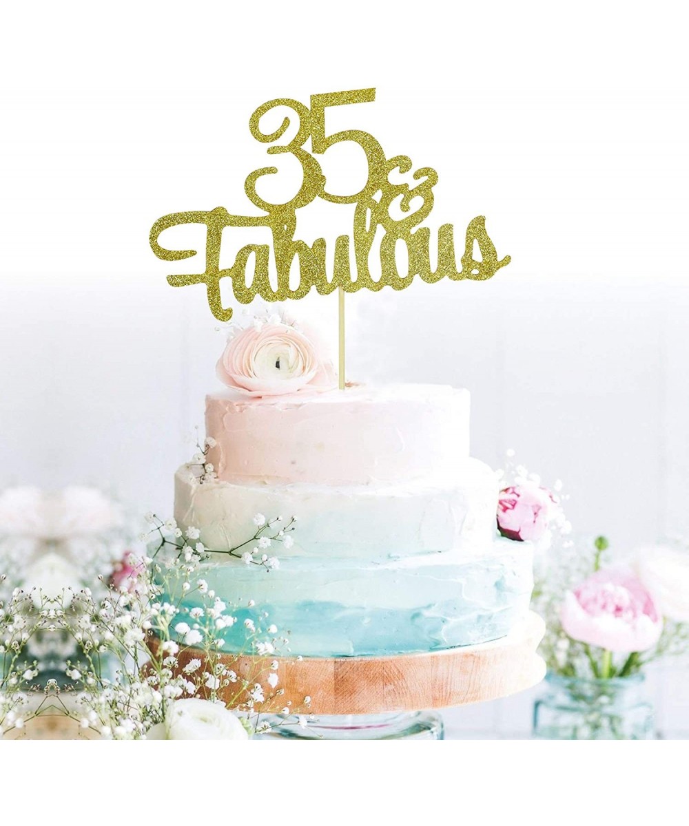 Glitter Gold 35&Fabulous Anniversary Cake Topper We Still Do 35th Vow Renewal Wedding Anniversary Cake Topper(35 Gold) - CC18...