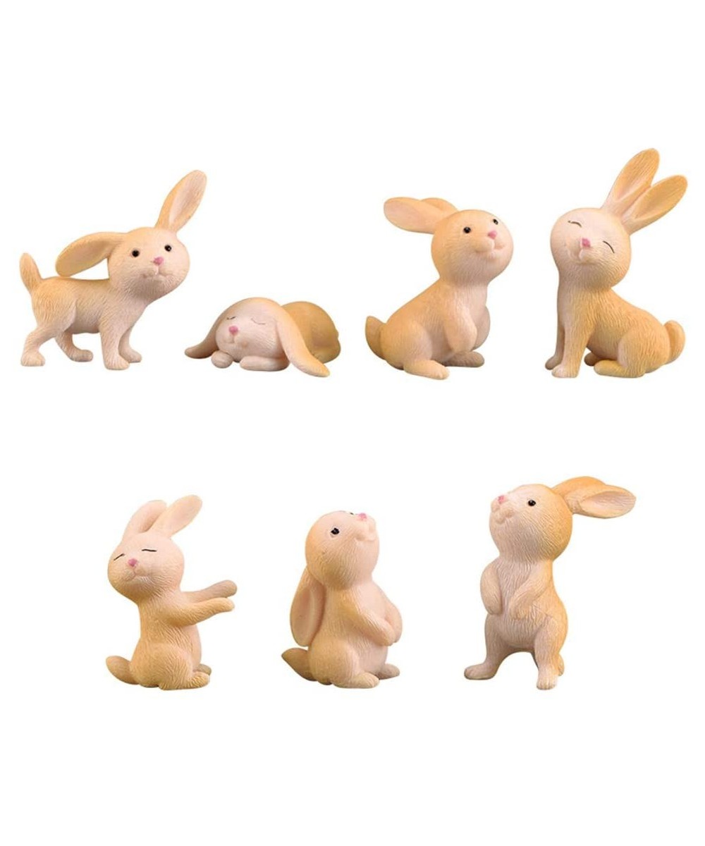 7 Pcs Rabbit Figures for Kids- Animal Toys Set Cake Toppers- Rabbit Fairy Garden Miniature Figurines Collection Playset for C...