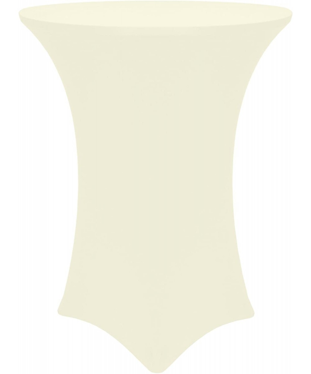 24-Inch Round Cocktail Spandex Fitted Stretch Elastic Tablecloth Ivory Cream - Ivory - CG18HCINNIN $21.80 Tablecovers