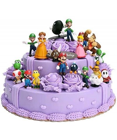 18 Pcs Super Mario Brothers Cake Topper Figures Toy Set -Kids Birthday Party Cake Decoration Supplies - CU18A35Y87S $16.42 Ca...