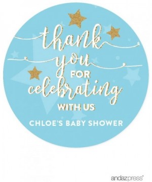 Twinkle Twinkle Little Star Baby Blue Baby Shower Collection- Personalized Round Circle Label Stickers- Thank You for Celebra...