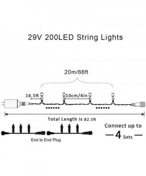Led String Lights- Fairy Lights 200 LED 82 FT Christmas Lights 29V 8Modes String Lights for Craft Bedroom Ceiling- Wedding Ba...