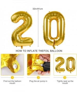 20th Birthday Party Decorations Kit - Happy Birthday Balloon Banner- Number "20" Balloon Mylar Foil- Black Gold Latex Ballon-...