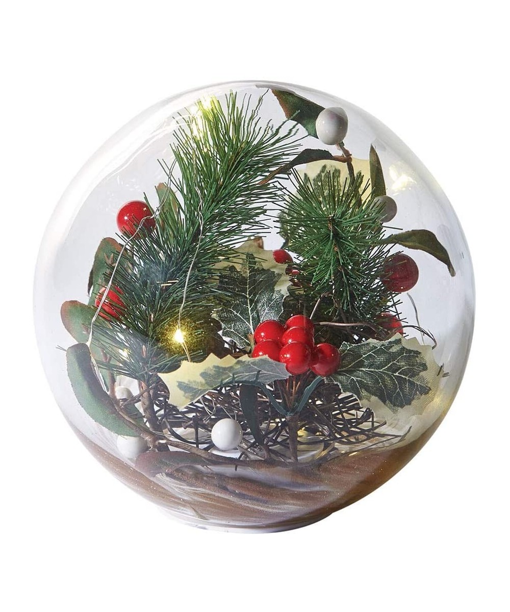 LED Lighted Glass Holiday Orb - Hand-Blown Glass Globe Seasonal Decor - Battery Operated - Medium - CK18H6NRRKW $24.32 Snow G...