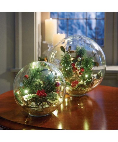 LED Lighted Glass Holiday Orb - Hand-Blown Glass Globe Seasonal Decor - Battery Operated - Medium - CK18H6NRRKW $24.32 Snow G...
