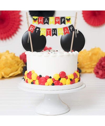 Mickey Mouse Happy Birthday Cake Bunting Banner Topper Black Red Yellow - Perfect for Boy Baby Shower Kids Birthday Party Dec...