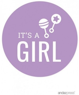 Lavender Chevron Girl Baby Shower Collection- Round Circle Label Stickers- It's a Girl!- 40-Pack - Label Round Its a Girl - C...