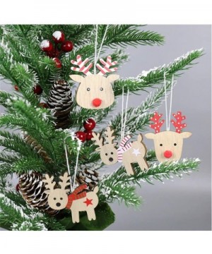 Christmas Tree Ornaments Decorations- 8PC Cute Patterns Wooden Christmas Tree Hanging Ornament Pendants Gift Christmas Decor ...