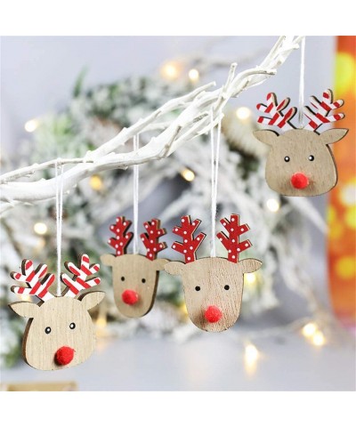 Christmas Tree Ornaments Decorations- 8PC Cute Patterns Wooden Christmas Tree Hanging Ornament Pendants Gift Christmas Decor ...