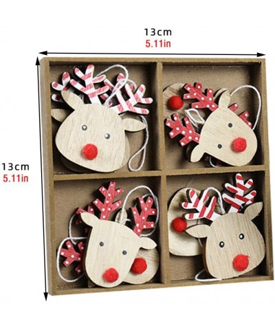 Christmas Tree Ornaments Decorations- 8PC Cute Patterns Wooden Christmas Tree Hanging Ornament Pendants Gift Christmas Decor ...