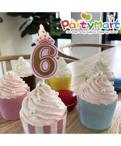Number 6 Giltter Candle- Pink Number 6 - Pink - CJ18T83K60C $4.61 Cake Decorating Supplies
