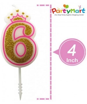 Number 6 Giltter Candle- Pink Number 6 - Pink - CJ18T83K60C $4.61 Cake Decorating Supplies